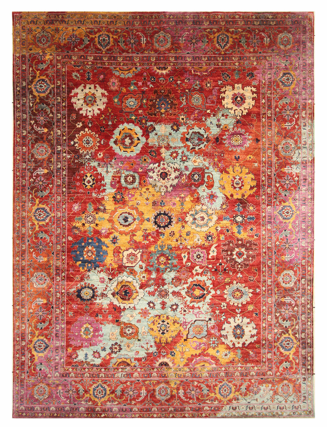 9x12 Red Modern Bidjar Afghan Hand knotted Rug - Yildiz Rugs