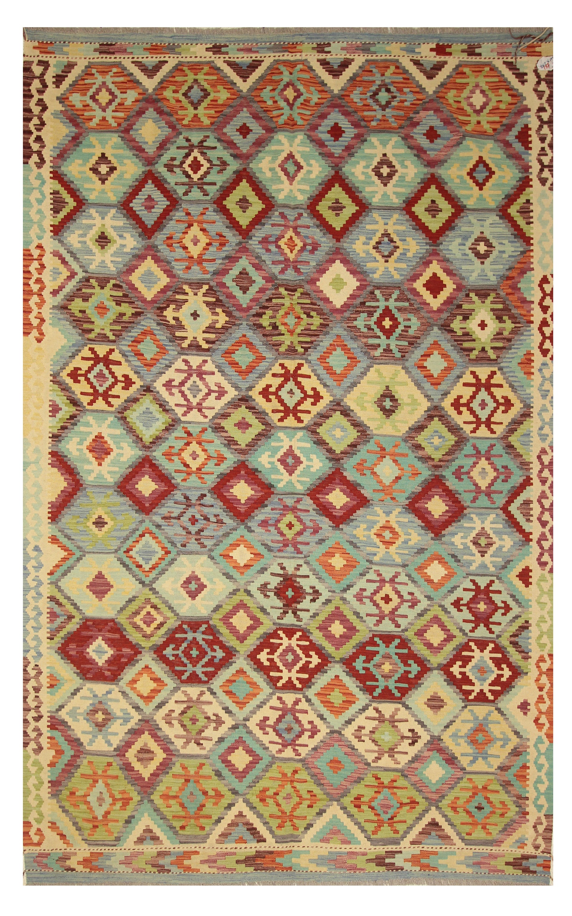 6'9"x9'7" Gray Handmade Afghan Wool Kilim Rug