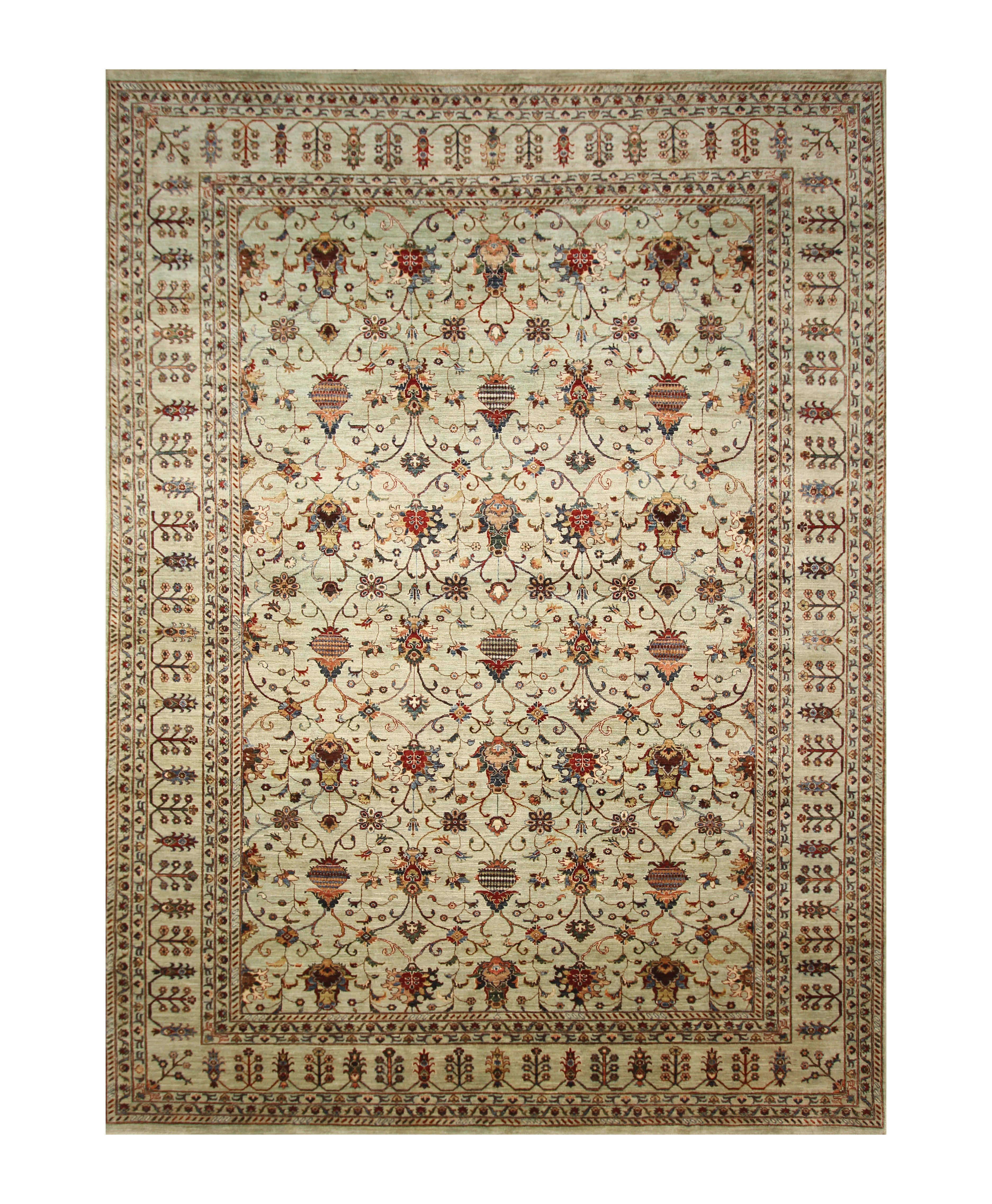 10x14 Soft Muted Blue Waziri Afghan Hand knotted Oriental Rug - Yildiz Rugs