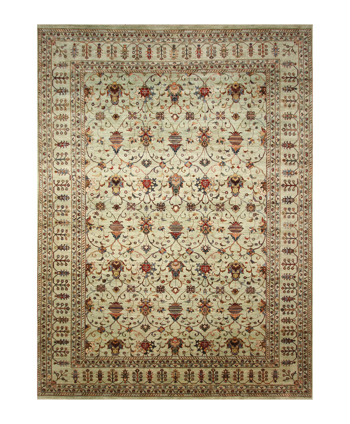 10x14 Soft Muted Blue Waziri Afghan Hand knotted Oriental Rug - Yildiz Rugs