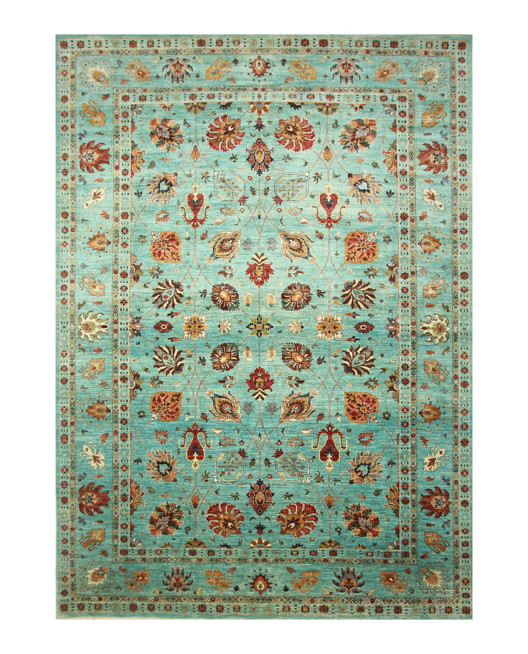 9x12 Turquoise Blue Waziri Afghan Hand knotted Oriental Rug - Yildiz Rugs