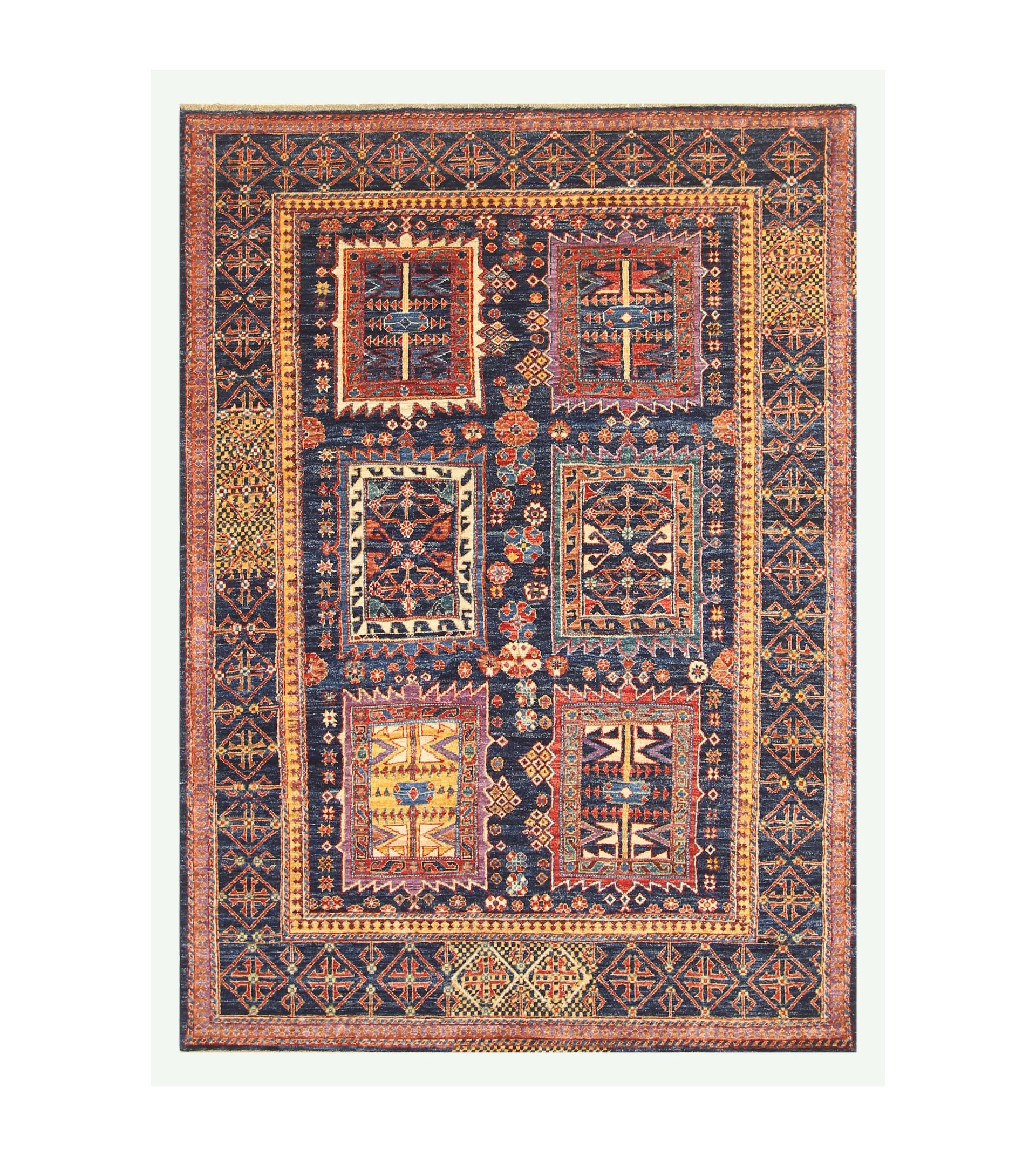 5x7 Navy Blue Baluch Samarkand Afghan Hand knotted Oriental Rug