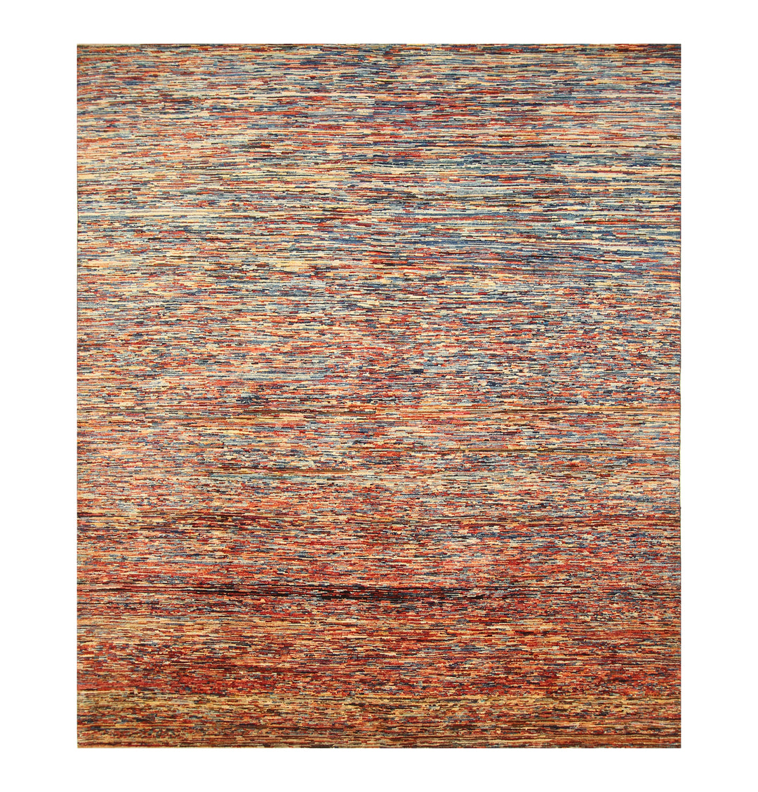 8x10 Multicolor Abstract Gabbeh Striped Afghan Hand knotted Modern Rug - Yildiz Rugs