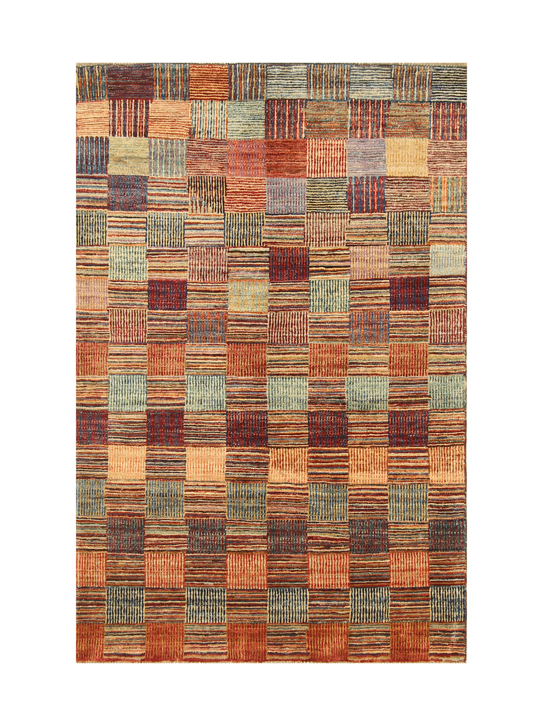 3x5 Gabbeh Check Weave Pattern Afghan Hand knotted Abstract Rug - Yildiz Rugs