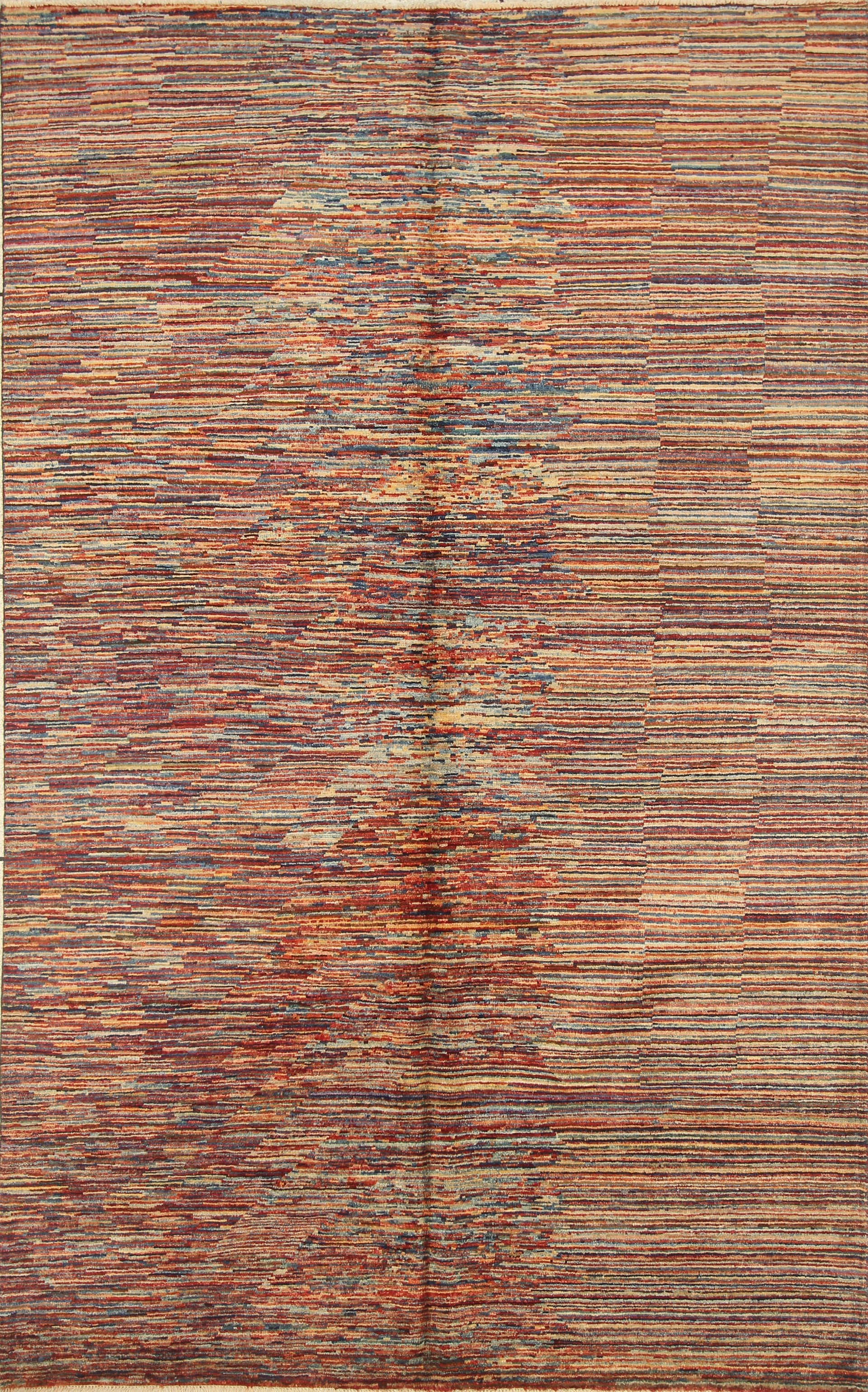 6'2"x9'9" Striped Gabbeh Afghan Hand knotted Wool Rug