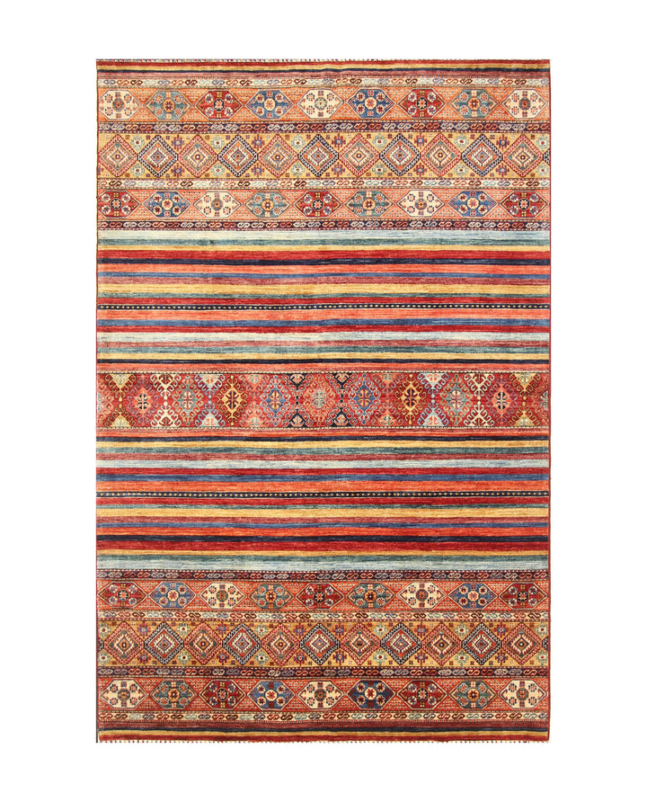 6x10 Red Tribal Afghan Hand knotted Rug