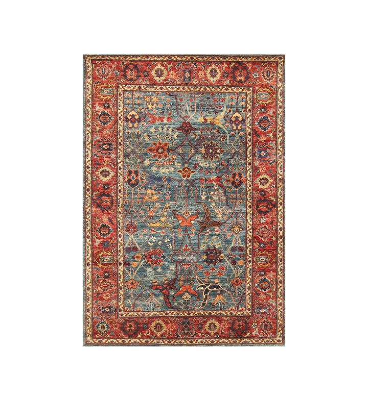 4x6 Blue Afghan Bidjar Oriental Rug