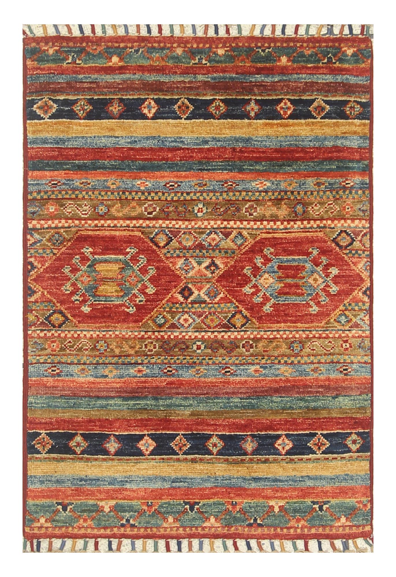 2x3 Red Khorjin Afghan Hand knotted Rug - Yildiz Rugs