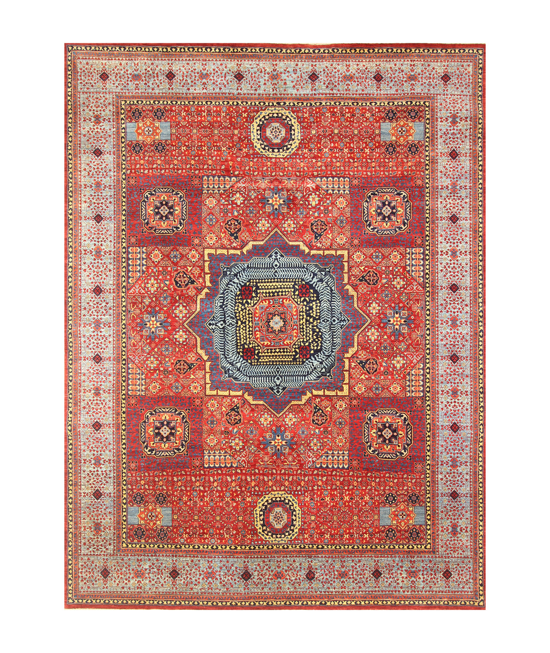 9x12 Deep Red Mamluk Turkish Super Quality Hand Knotted Medallion Rug - Yildiz Rugs