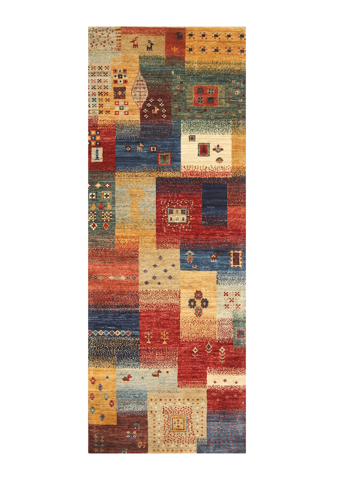 2x7 Multicolor Gabbeh Afghan Hand knotted Runner Rug - Yildiz Rugs