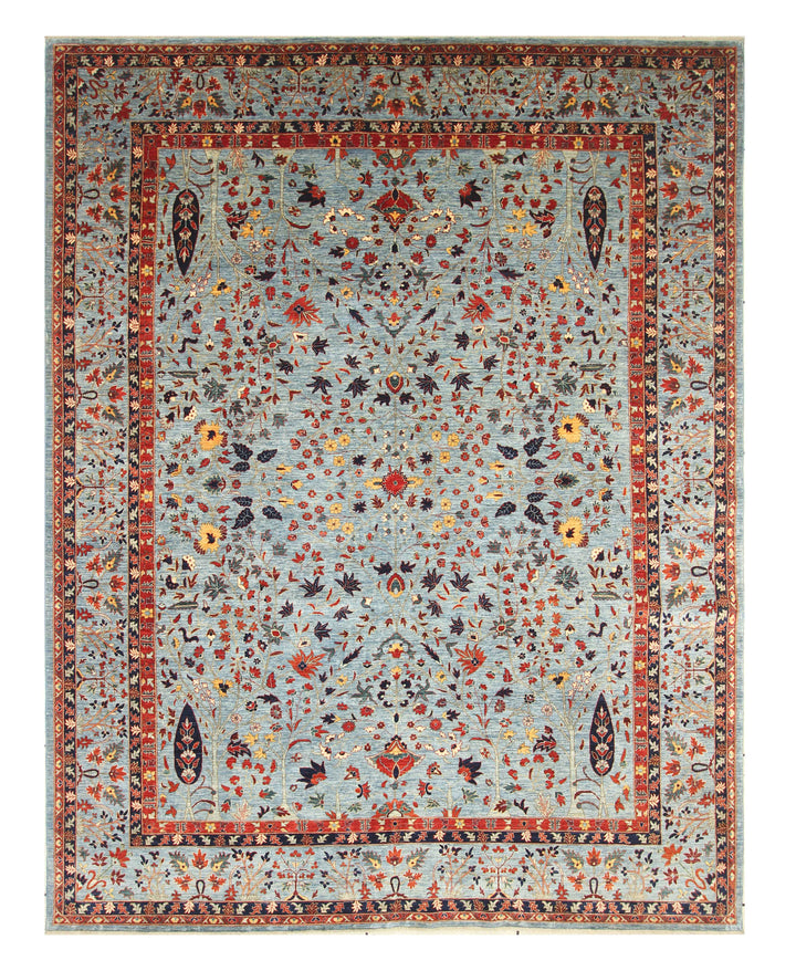 9x12 Blue Tree of Life Afghan Hand knotted Kashmir Rug - Yildiz Rugs