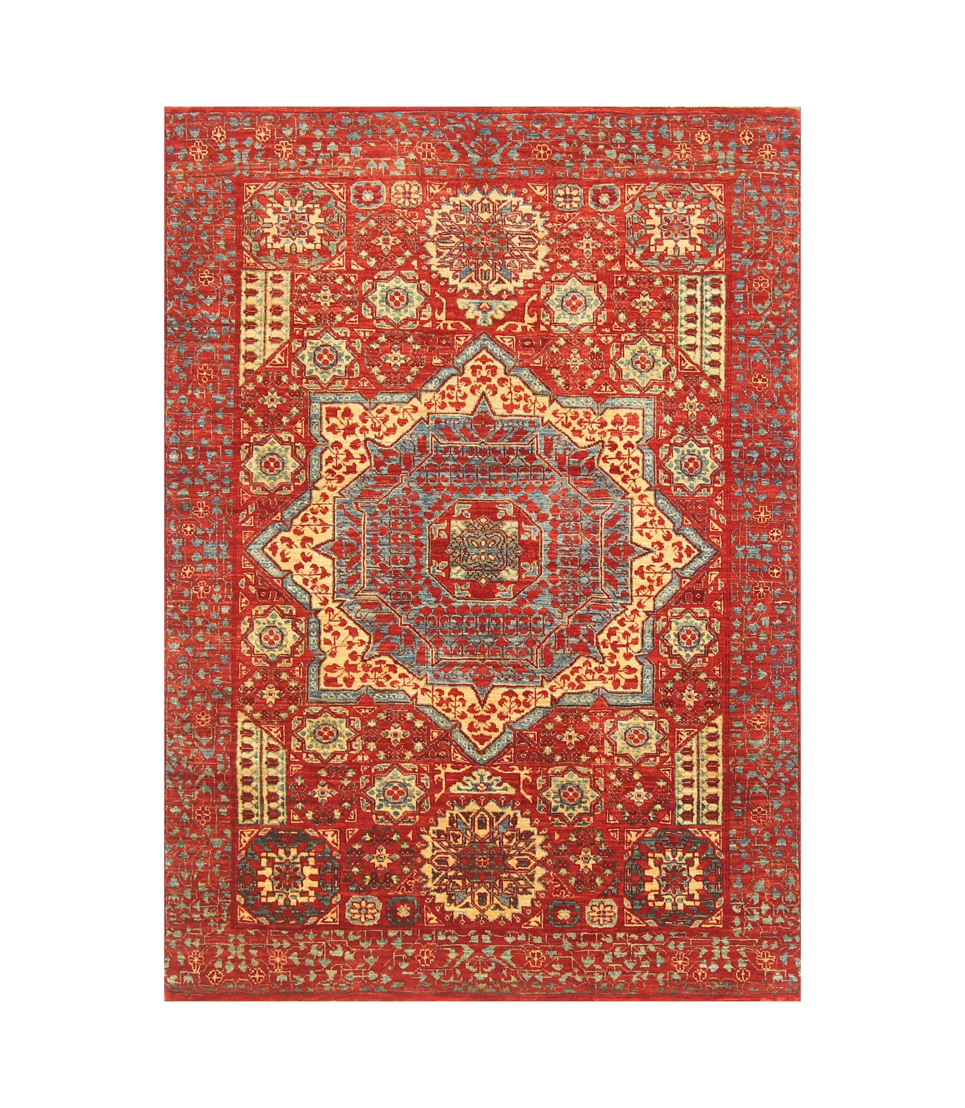 3x5 Red Mamluk Turkish Hand knotted Medallion Rug - Yildiz Rugs