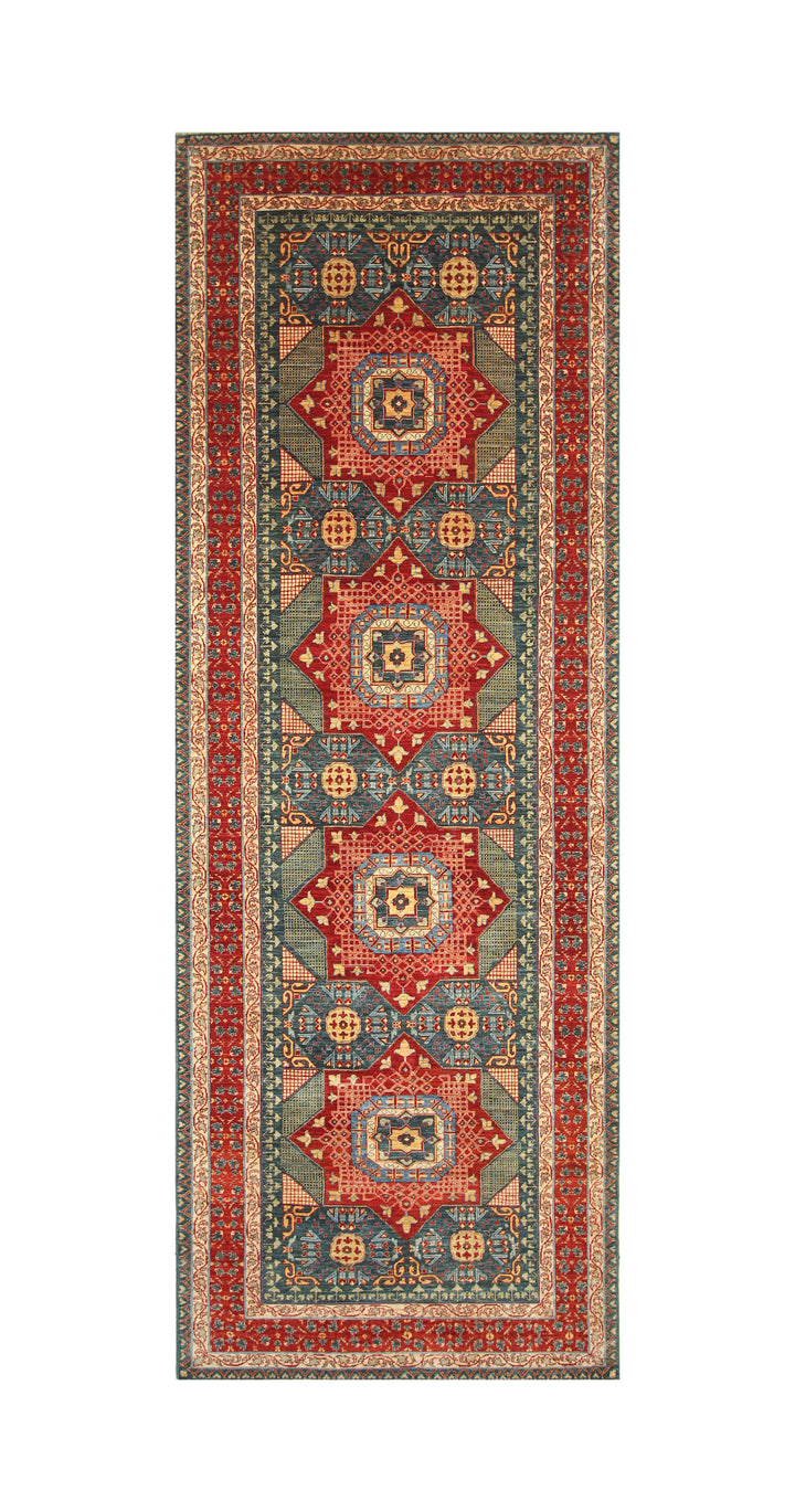 4'1"x11'7" Green MAMLUK Wide Runner Rug - Yildiz Rugs