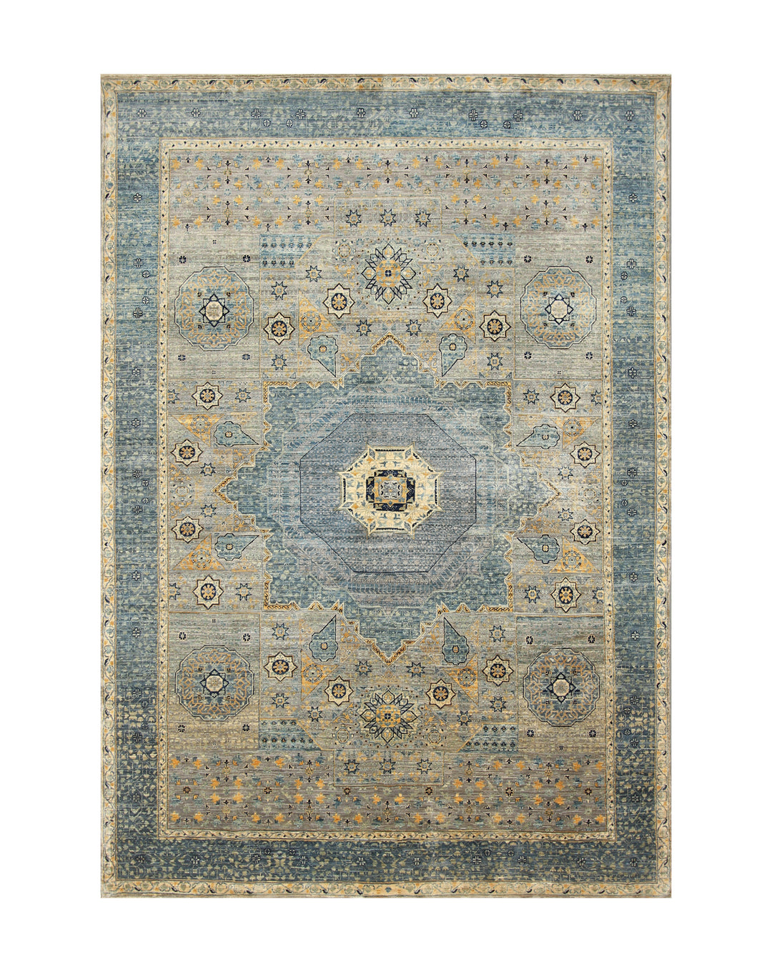 6x9 Gray Mamluk Turkish Hand knotted Medallion Area Rug - Yildiz Rugs