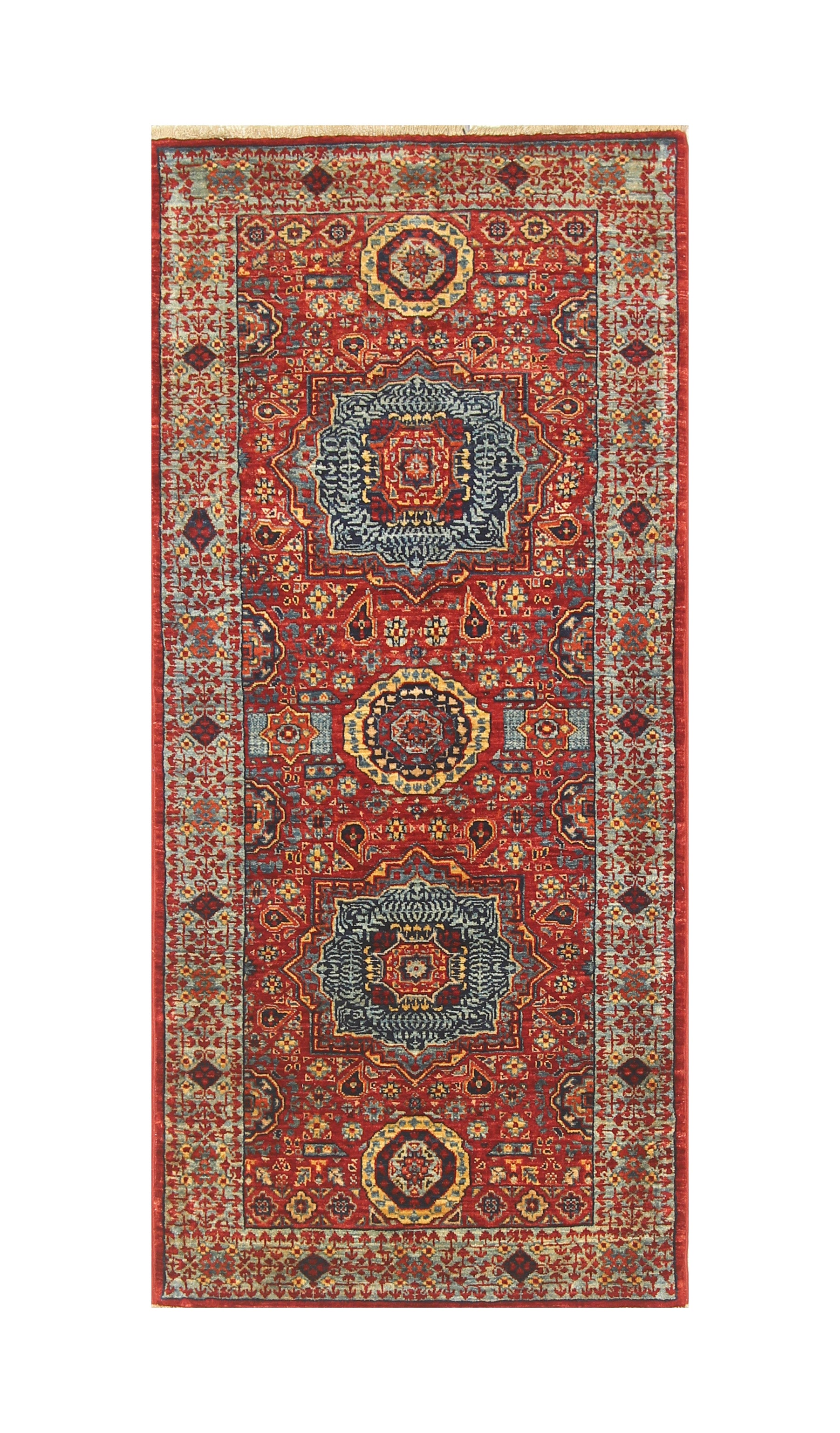 5 ft Red Mamluk Turkish Hand knotted Runner Rug - Yildiz Rugs