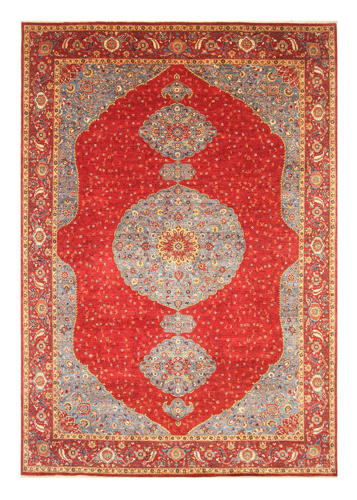 10x14 Red Farahan Afghan Hand knotted Wool Oriental Medallion Rug - Yildiz Rugs