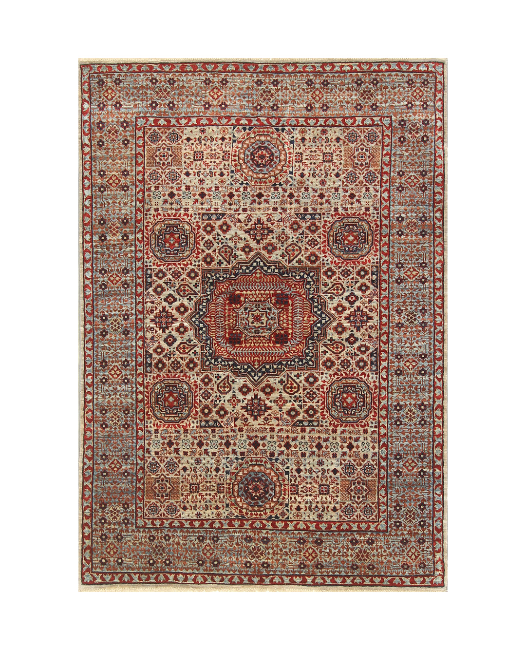 3x5 Blueish Gray Mamluk Turkish Hand knotted Medallion Rug - Yildiz Rugs