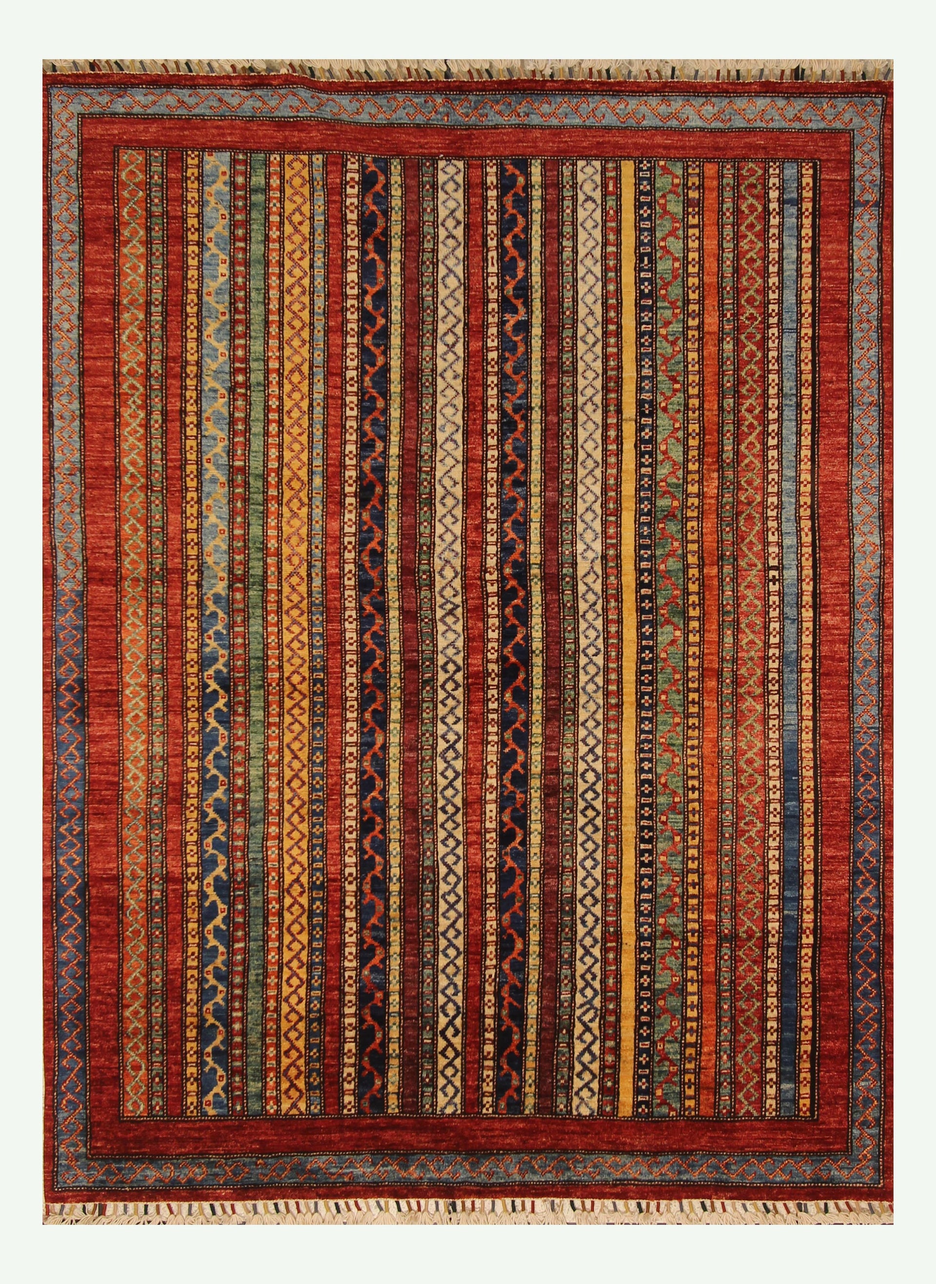 5x7 Red Shawl Hand Knotted Tribal Wool Rug - Yildiz Rugs