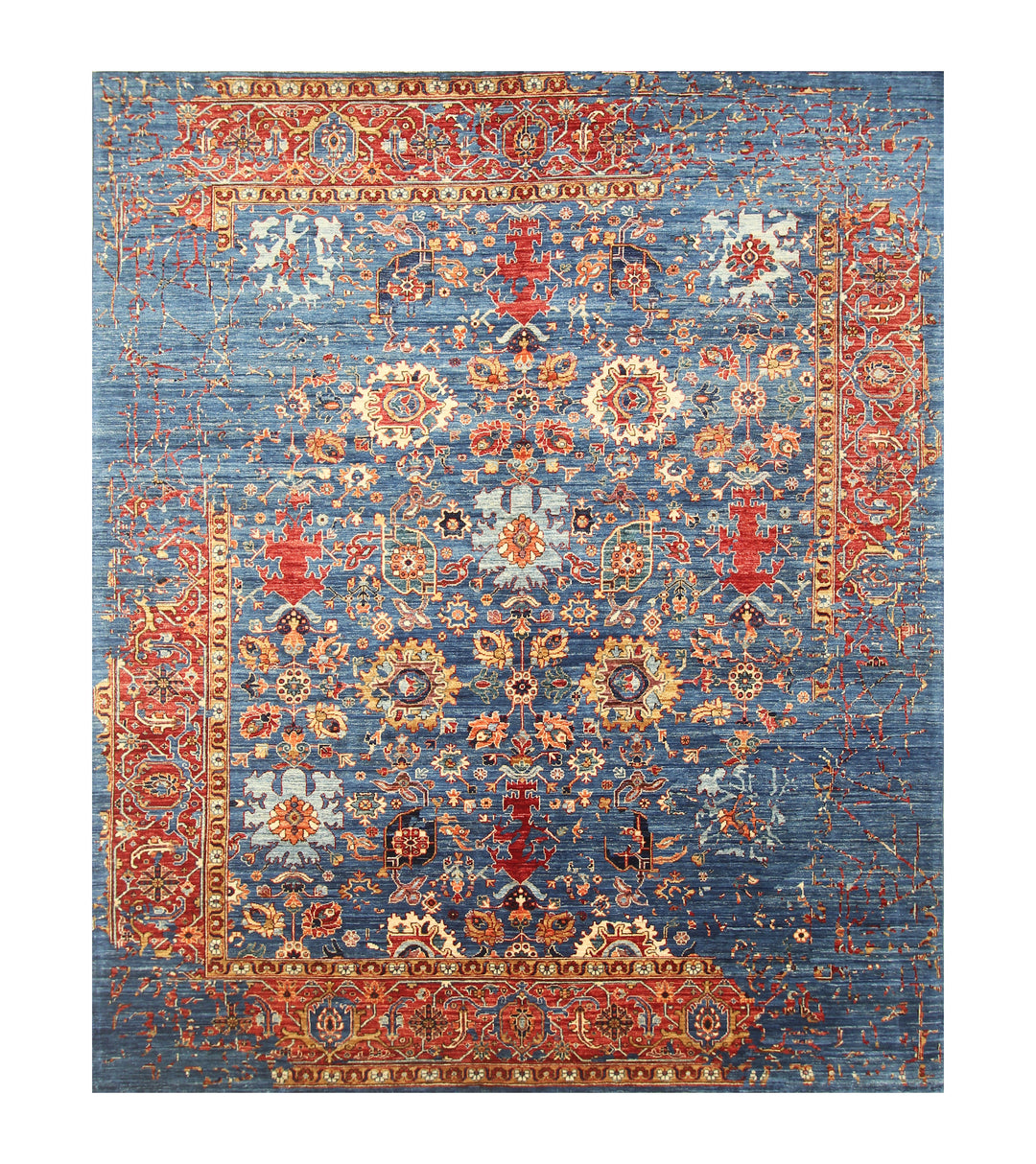 8x10 Dark Blue Erase Bidjar Afghan Hand knotted Rug - Yildiz Rugs