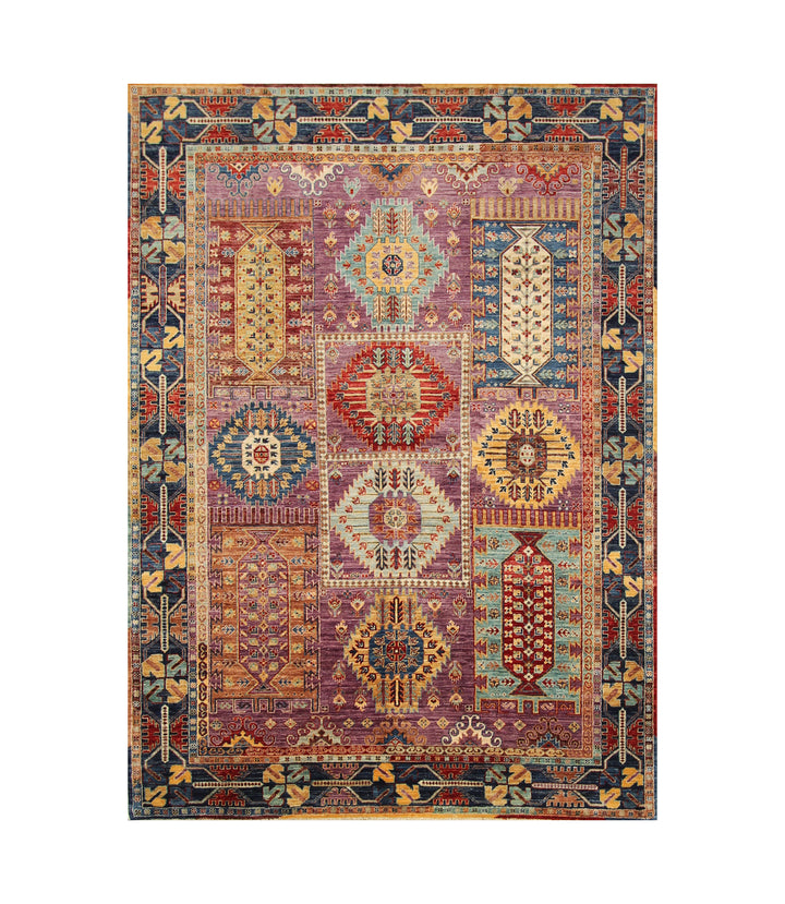 6x8 Purple Baluch Afghan Hand Knotted Bohemian Rug