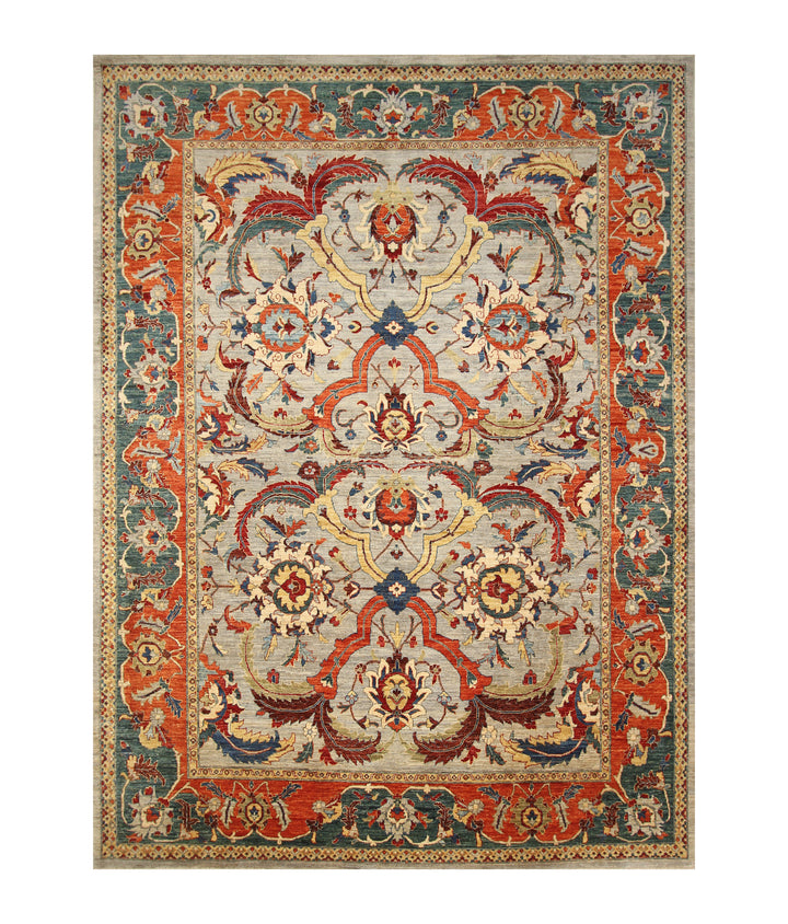 9x12 Gray Polonaise Afghan Hand knotted Oriental Rug