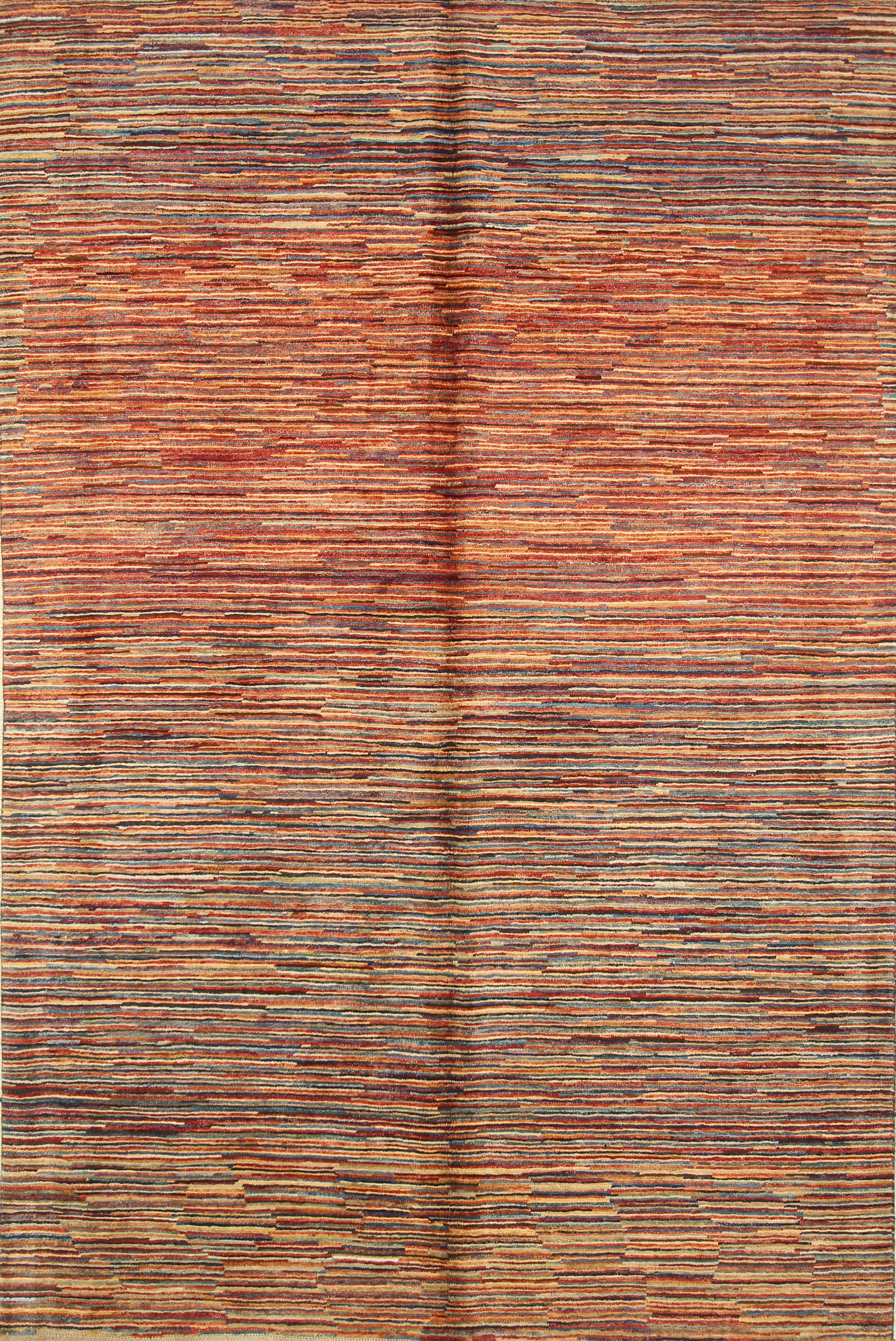 6'4"x9'6" Striped Gabbeh Afghan Hand knotted Wool Rug