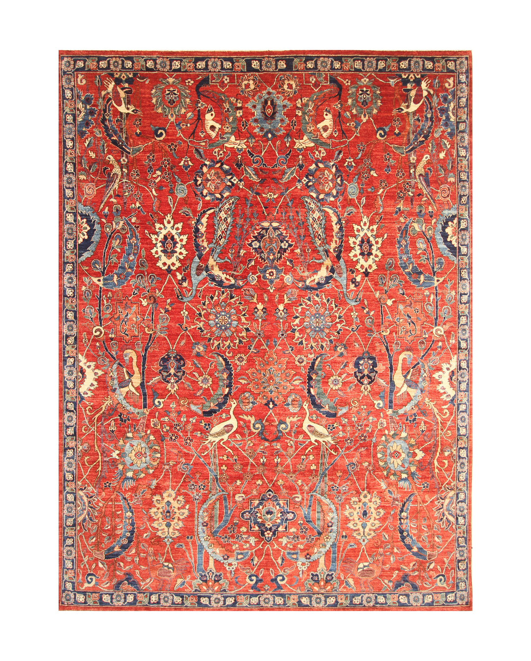 9x12 Red Bird Afghan Qashqai Hand knotted Oriental Rug - Yildiz Rugs