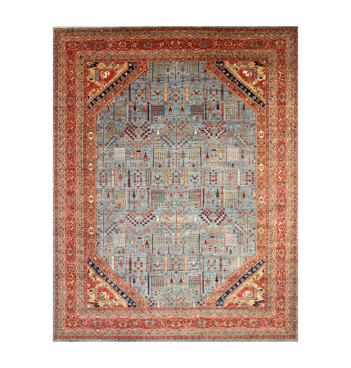 12x15 Blue Tribal Bakhshaish Area Rug - Afghan Hand knotted wool Tree of Life rug - Rugs for Living room - Oversize Oriental Rug 11'5"x14'4" - Yildiz Rugs