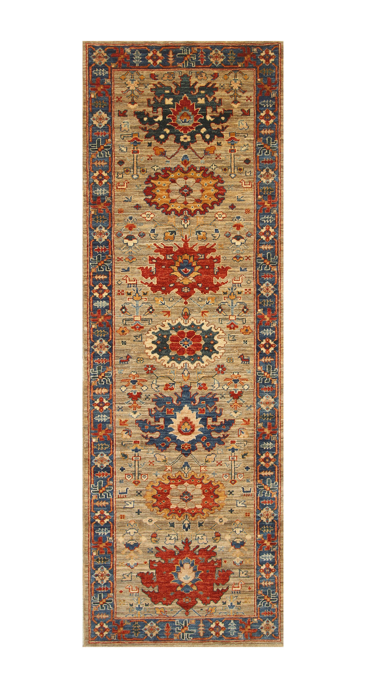 8 ft Brown Bidjar Afghan Hand knotted Oriental Runner Rug - Yildiz Rugs