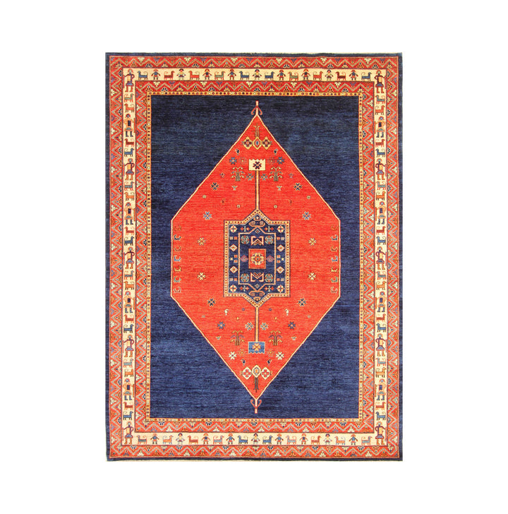 6x9 Red Navy Blue Tribal Afghan Nomad Qashqai Rug