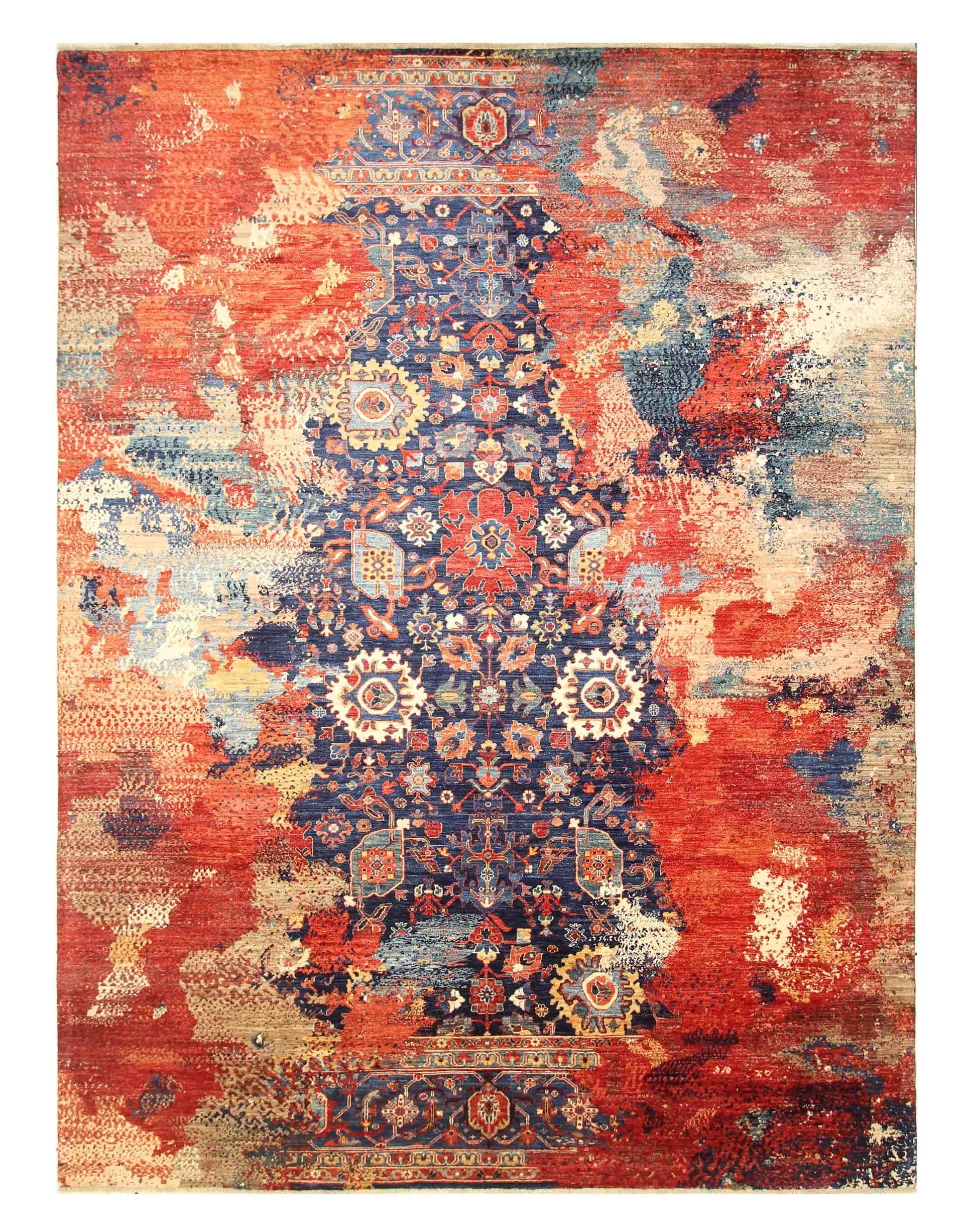 9x12 Navy Blue Bidjar Afghan Hand knotted Modern Rug