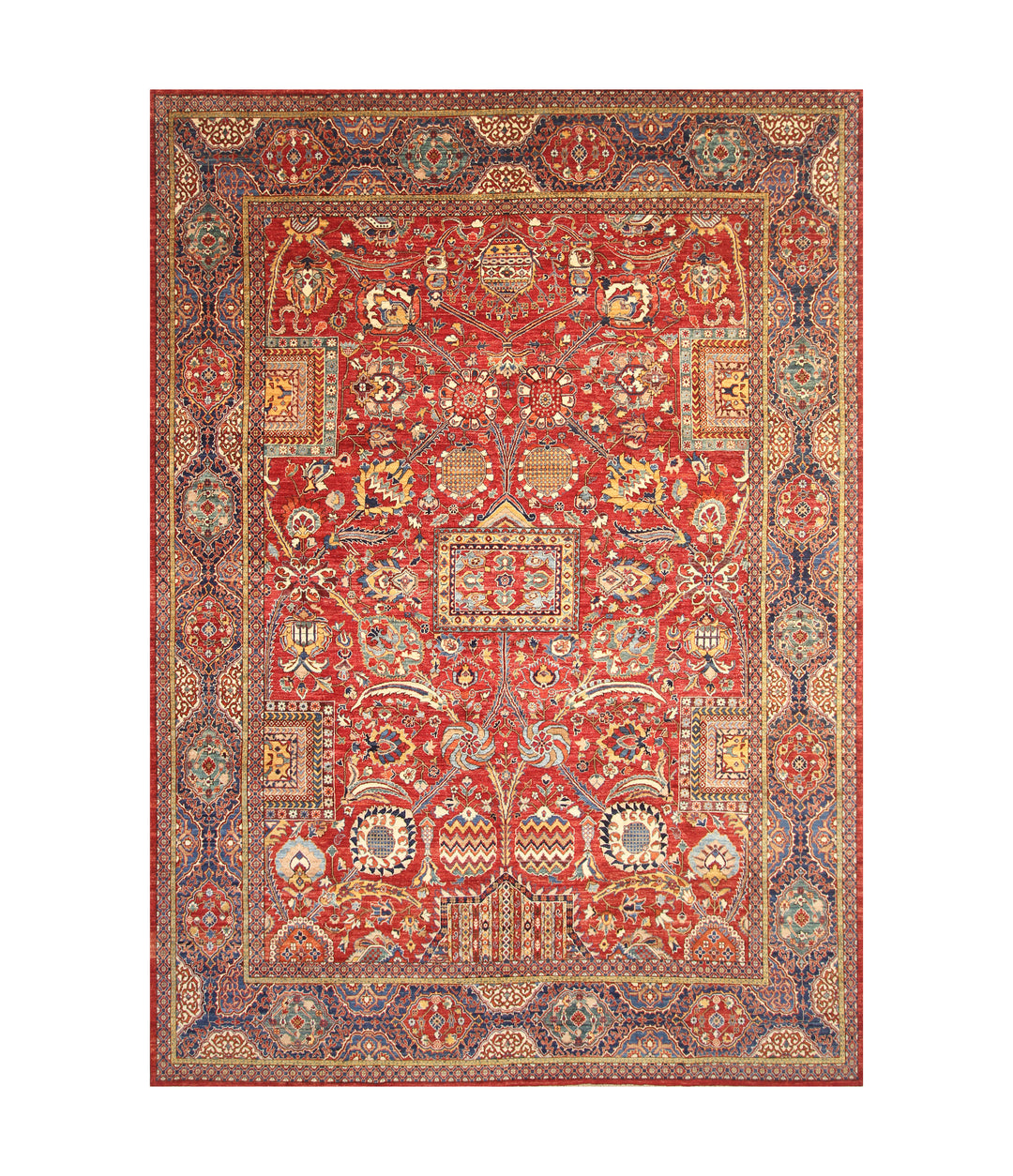 10x14 Red Mughal Afghan Hand Knotted Oriental Rug - Yildiz Rugs