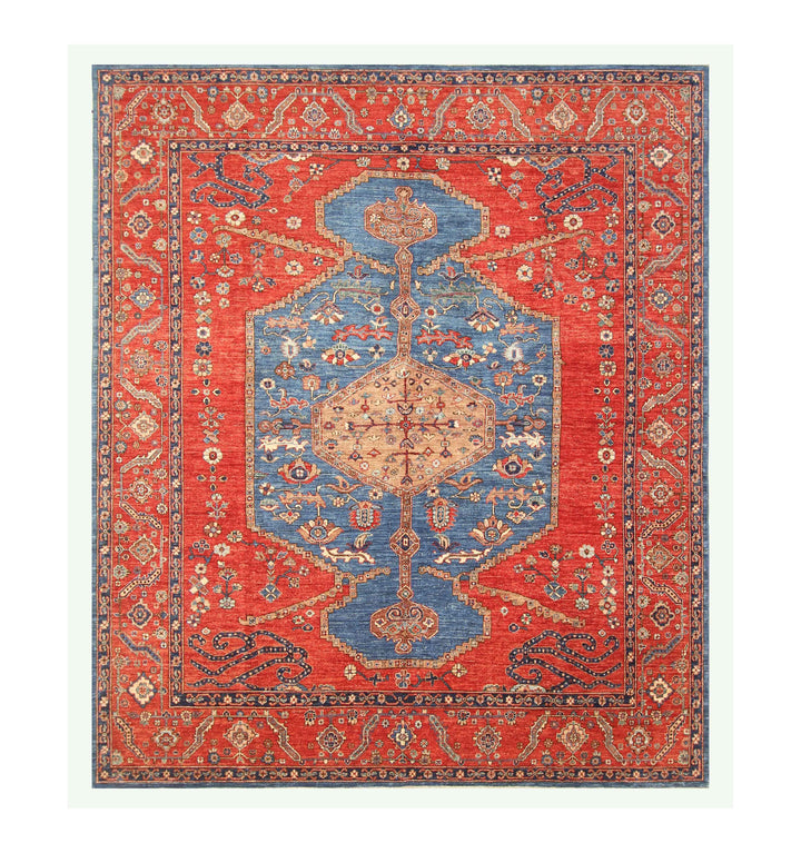 8x10 Blue Red Serapi Afghan Hand knotted Oriental Rug