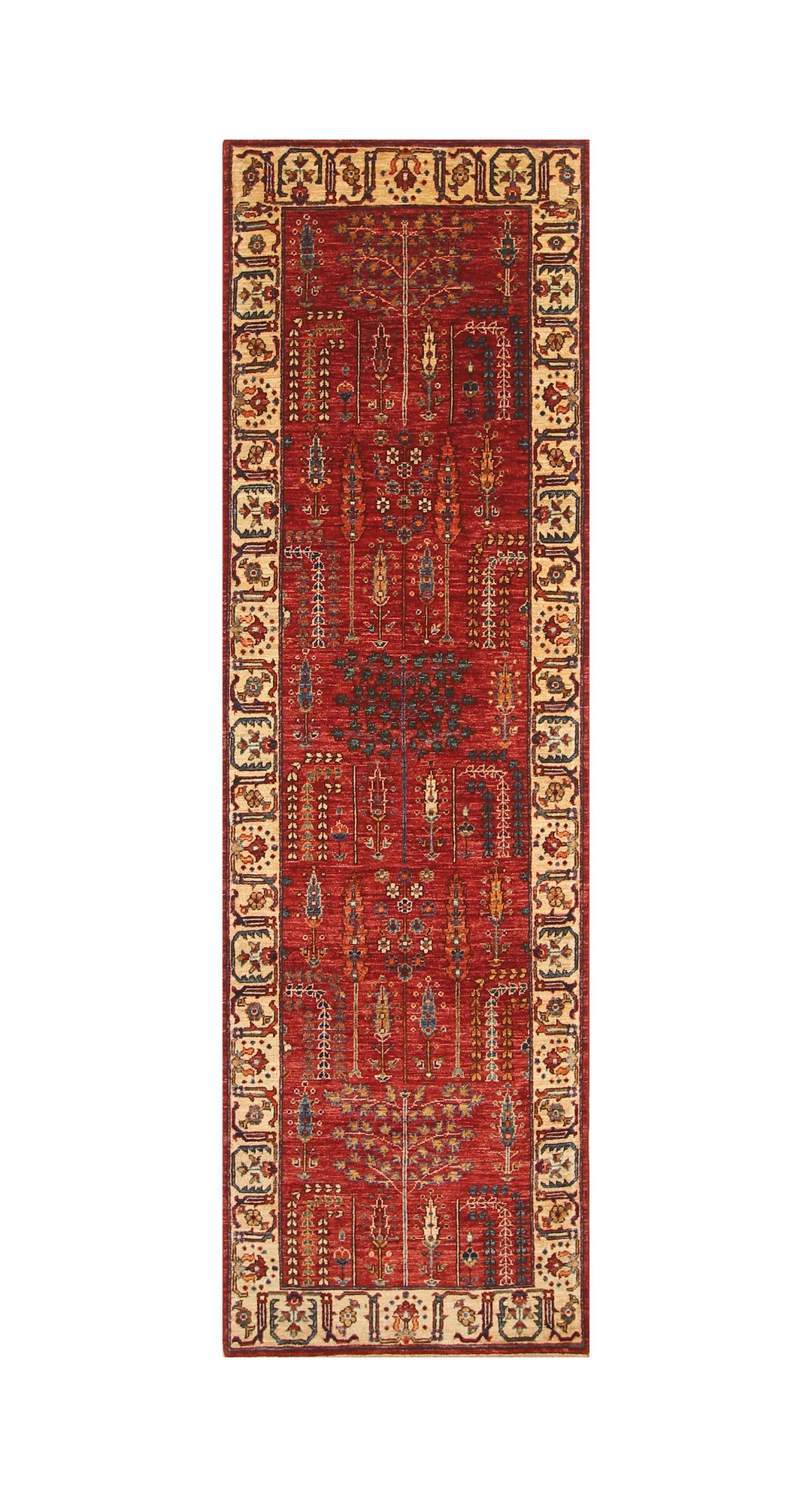 9 Ft Red Bakhshaish Afghan hand knotted Oriental Runner Rug - Yildiz Rugs