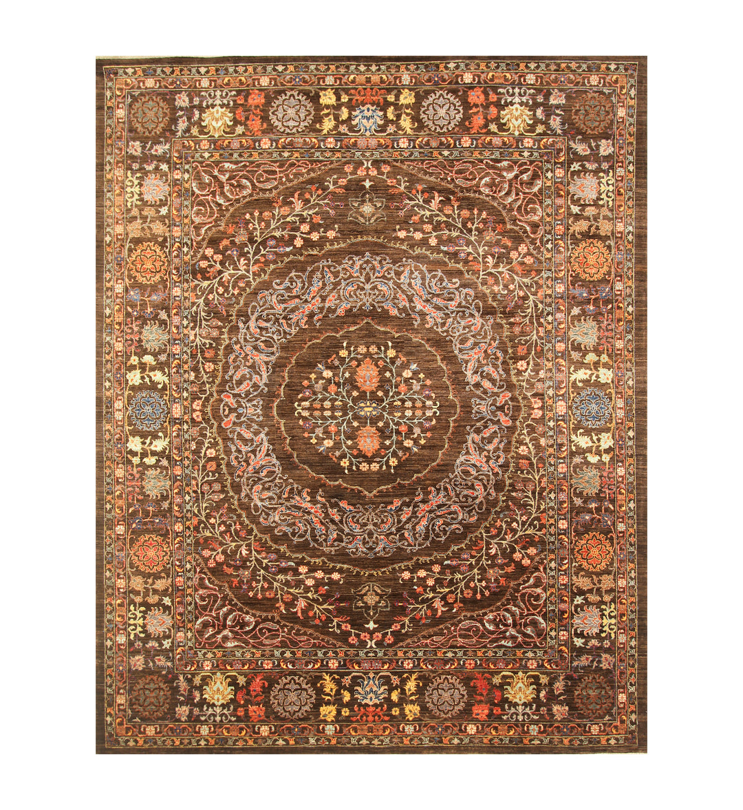 9x12 Brown Hereke Turkish Area Rug - Dark Brown Afghan Hand knotted Veg Dye Wool Oriental Medallion Rug - Rugs for living room - Bedroom rug - Yildiz Rugs