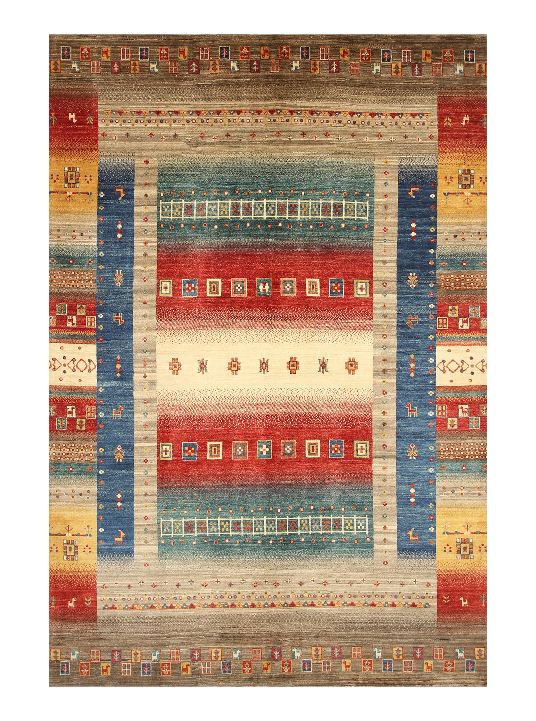 7x10 Gray Gabbeh Kashkuli Afghan Hand knotted Rug - Yildiz Rugs