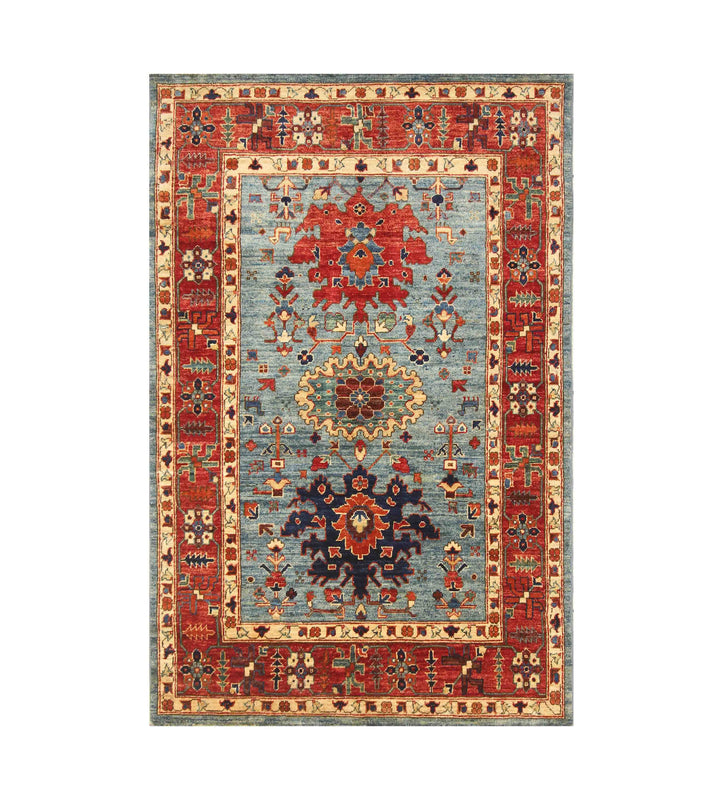 4x6 Blue Afghan Bidjar hand knotted Oriental Rug