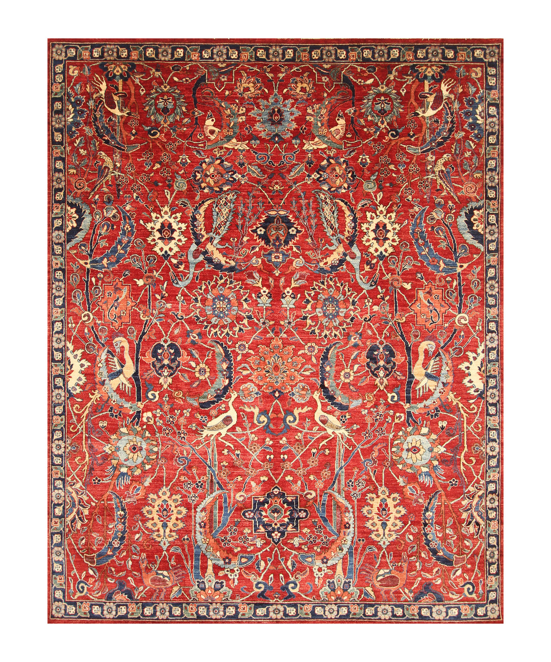 8x10 Red Bird Afghan Qashqai Hand knotted Oriental Rug - Yildiz Rugs