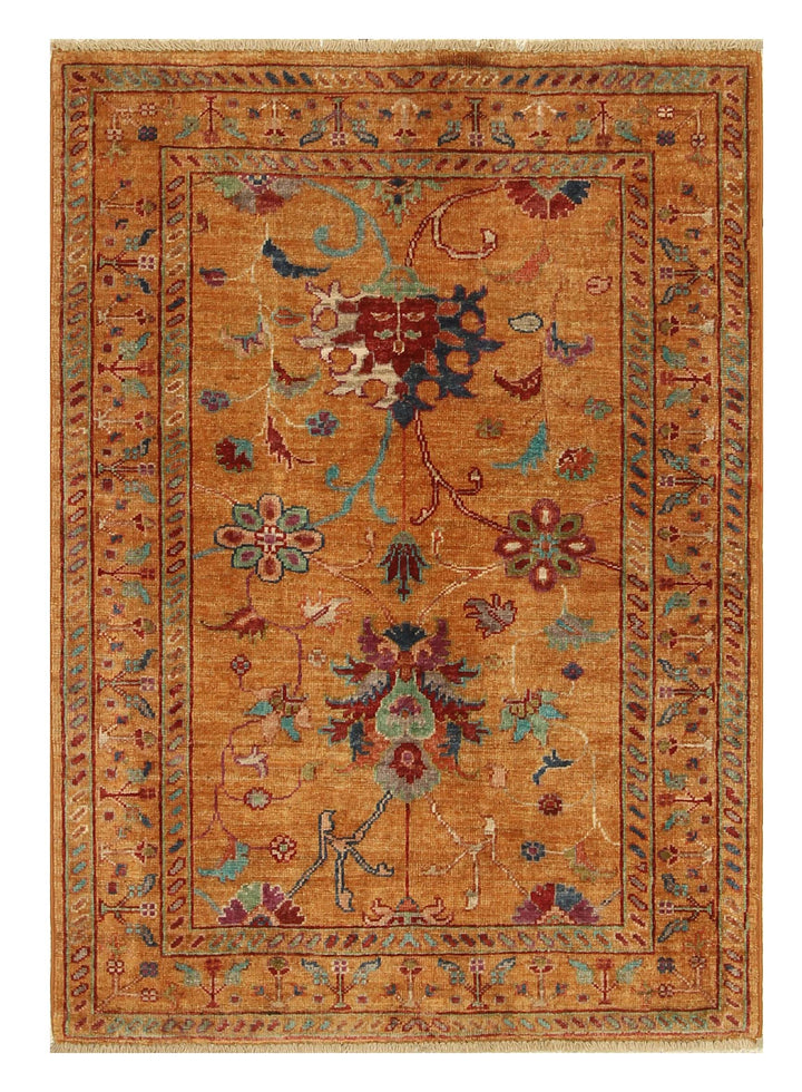 3x4 Orange Afghan Waziri Hand knotted Oriental Rug