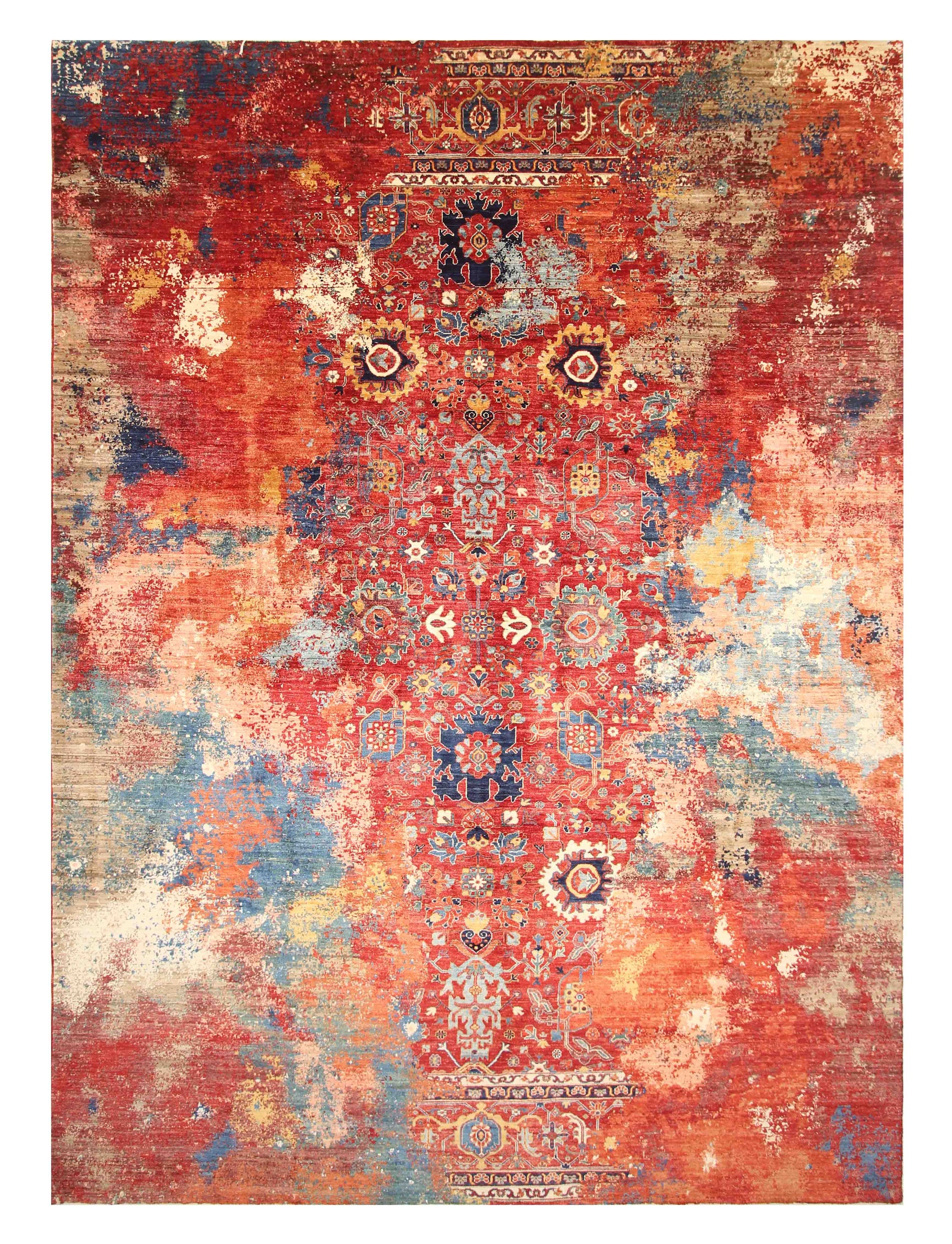 10x14 Red Bidjar Afghan Hand Knotted Modern Rug