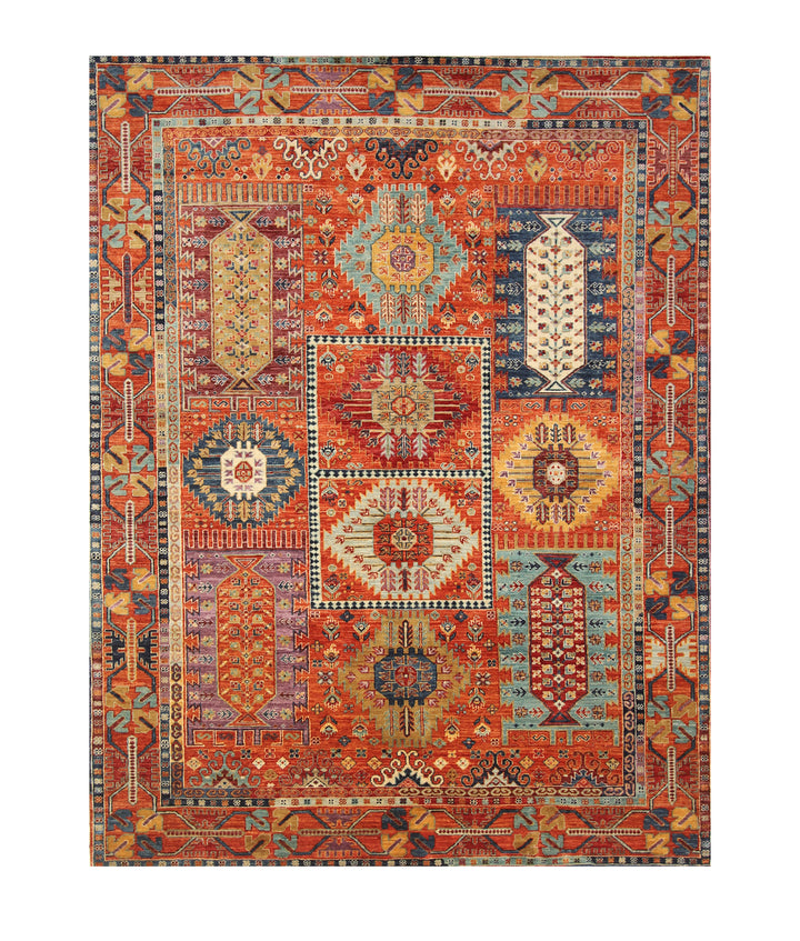 6x8 Orange Baluch Afghan Hand Knotted Rug