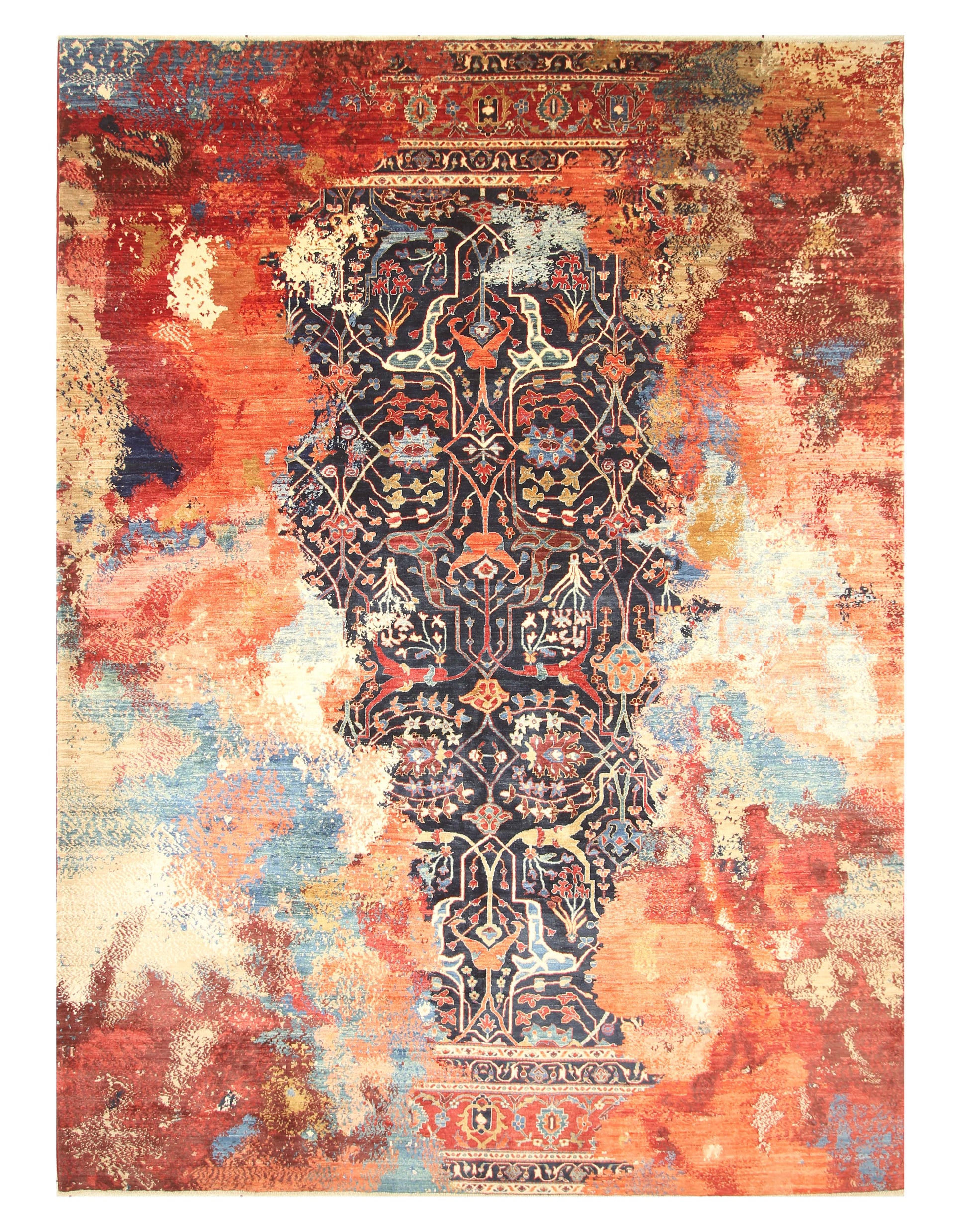 9'8"x13'4" Navy Blue Bidjar Afghan Hand Knotted Modern Rug