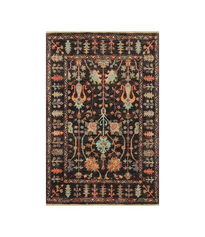 3x4 Black Afghan Waziri Hand knotted Oriental Rug