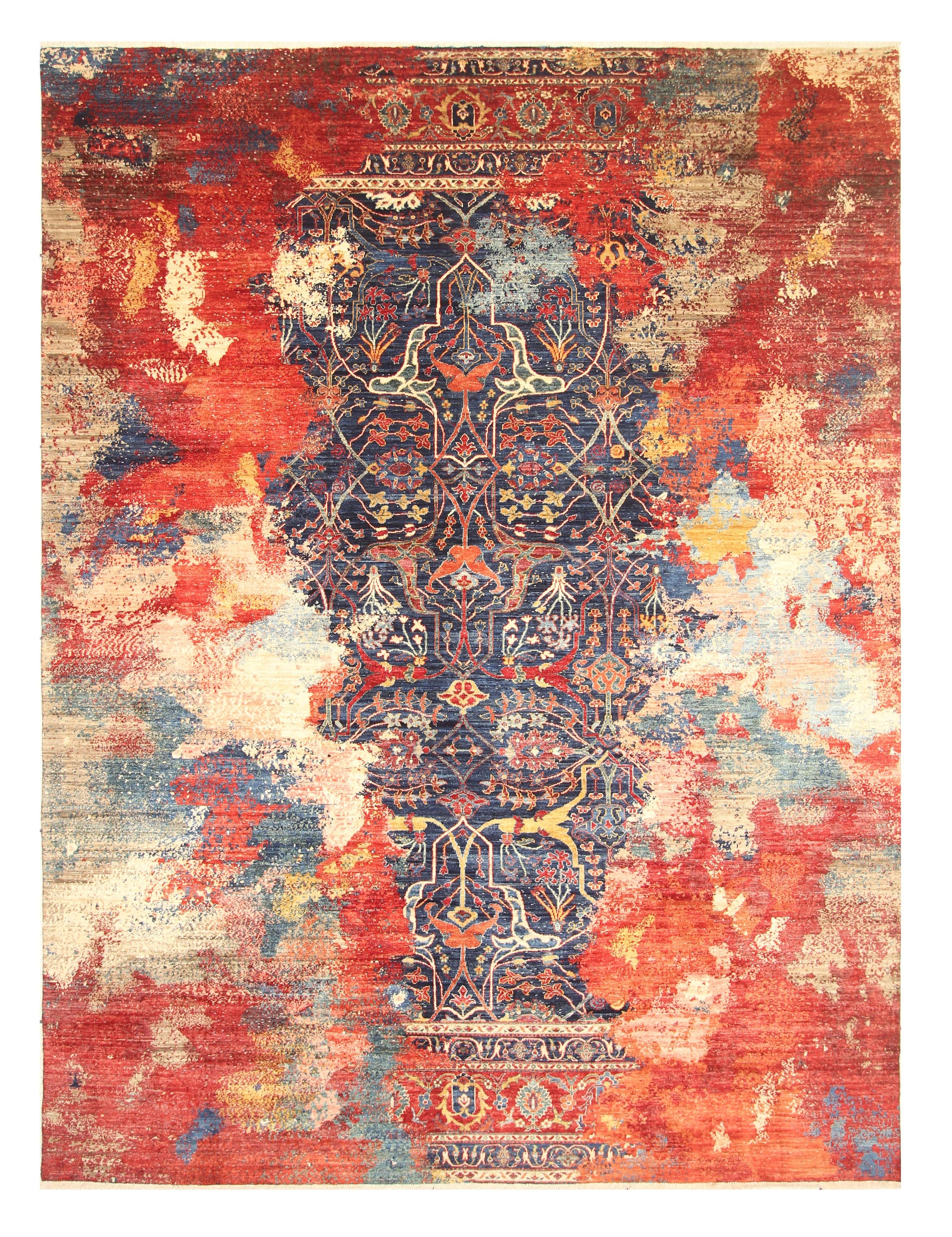 8'10"x11'10" Navy Blue Bidjar Afghan Hand-Knotted Modern Rug