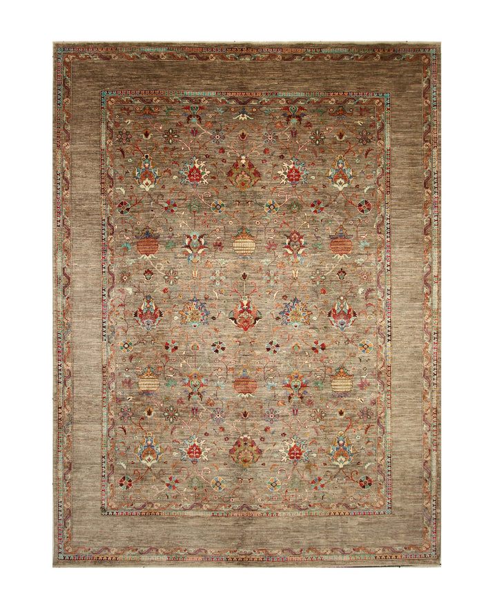 9x12 Gray Waziri Afghan Hand knotted Oriental Rug