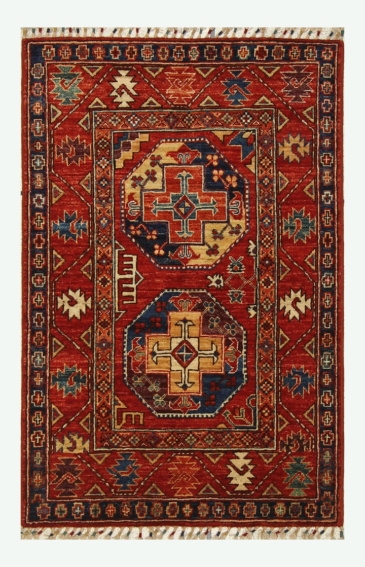 3x4 Red Ersari Hand Knotted Afghan Oriental Rug - Yildiz Rugs
