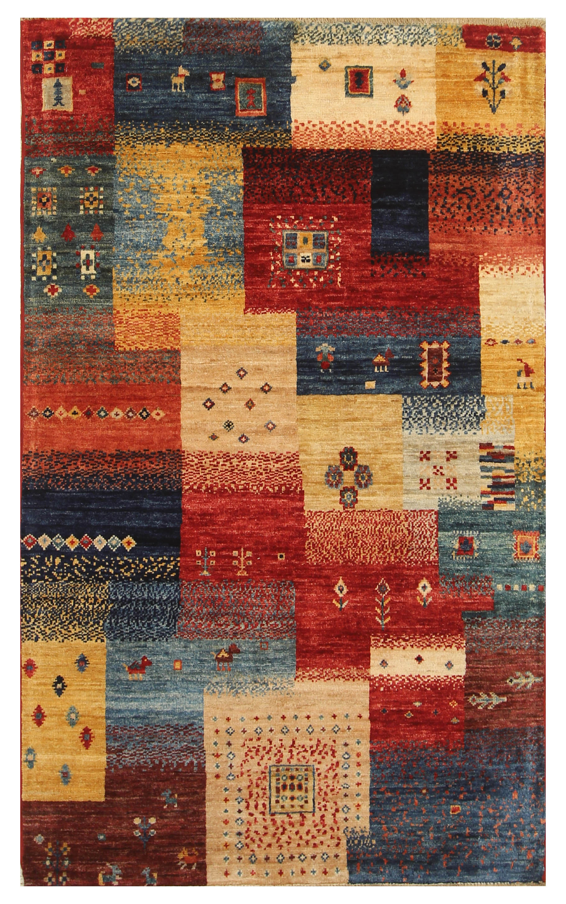 3x5 Red Tribal Gabbeh Nomadic Afghan Hand knotted Rug