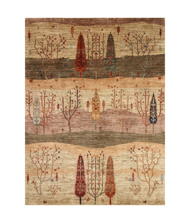 6x8 Brown Gabbeh Tribal Tree of Life Afghan Hand knotted Rug