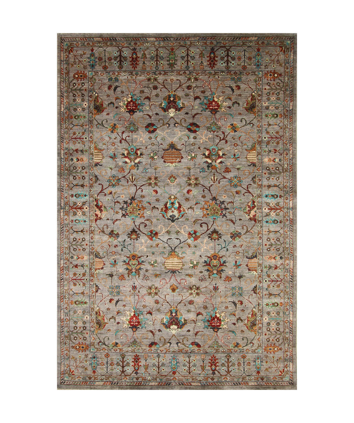 7x10 Blueish Gray Waziri Afghan Hand knotted Oriental Rug