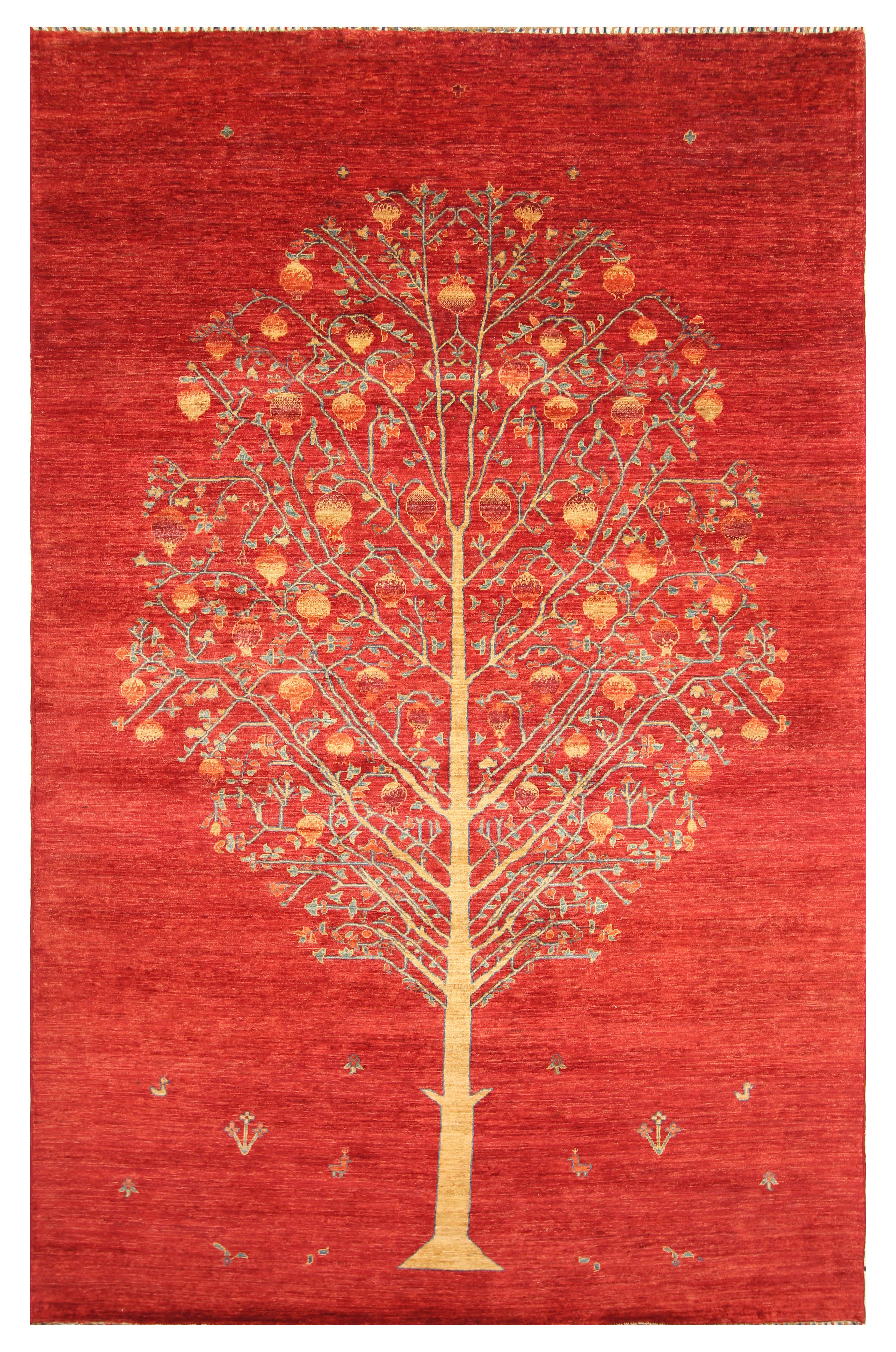 7x10 Red Gabbeh Afghan Hand Knotted Tree of life Rug - Yildiz Rugs